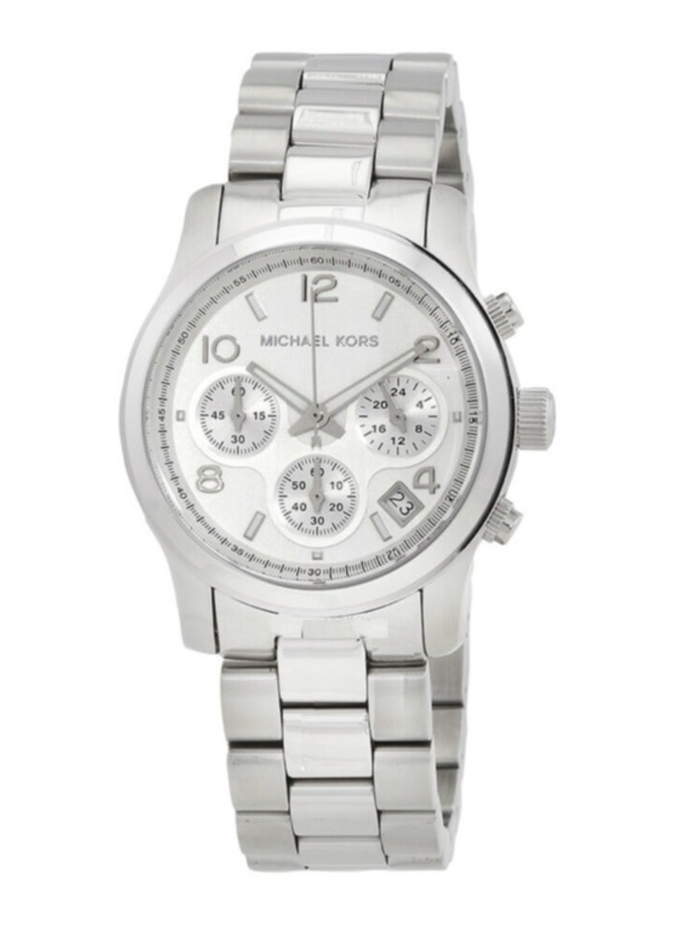 Michael Kors Runway Chronograph Watch MK5076 Silver Tone Stainless Steel As Is